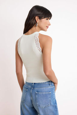 Ekru Dantelli Yazl?k Ozel Iplik Bluz TWOSS26BZ00646 - Trendyolmilla фото 4