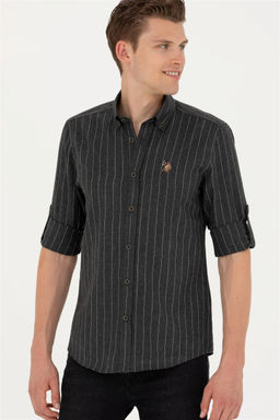 Мужская рубашка антрацитового цвета с длинным рукавом - U.s. polo assn фото 3