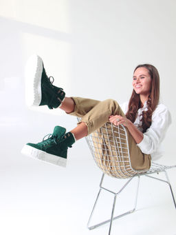 Ботинки 216.212131w. зеленый замша/Мех