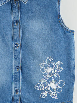 ?i?ekli K?z ?ocuk Crop Jean G?mlek