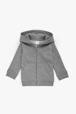 Erkek Bebek Gri Melanj KapГЕonlu FermuarlД Basic Sweatshirt