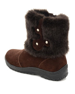 Унты женские на литой подошве. Коричн., Мех "норка" коричн. Короткие. Молния