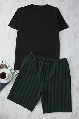 Siyah - Ye_il Regular Fit _izgili _rme Pijama Tak_m_ TMNSS25PT00029