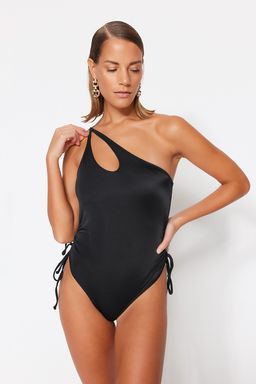 Siyah Tek Omuz S?rt Dekolteli Normal Paca Mayo TBESS23MA00046