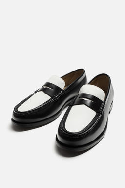 CONTRAST LEATHER PENNY LOAFERS - Zara фото 2