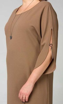 Стильное платье из крепскубы свободного силуэта с рукавом летучая мышь - Ckc collections фото 2