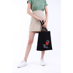 Сумка шопер Бокал вина, 35 х 0,5 х 40 см, вышивка, черный - Nazamok фото 8