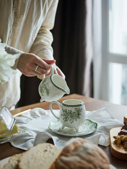 Молочник WY Bloomware, 250 мл, фарфор, белый, зелёный