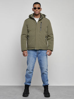 Куртка мужская зимняя с капюшоном спортивная великан цвета хаки 8335Kh - Wonderrman фото 2