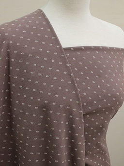 Теплый хлопок Мелкие белые веточки цв.т.кофейно-розовый, ш.1.50м, хлопок-100%, 160гр/м.кв - Купава фото 2