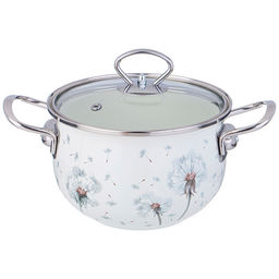 Кастрюля эмалированная со стеклянной крышкой, 2 л диа 18см 943-056