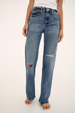 RIPPED MID-RISE WIDE-LEG TRF JEANS - Zara фото 2