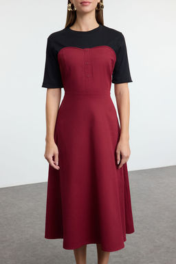 TRENDYOLMILLA Siyah Duz Midi Dokuma Elbise TWOAW25EL00162  фото 3