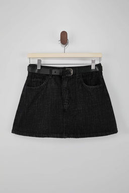 Siyah Kemer Detayl? Arkas? Etek Gorunumlu Denim Sort Etek TWOAW26SR00020