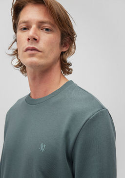 Bisiklet Yaka Yesil Basic Sweatshirt - Mavi фото 5