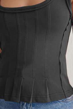 Trendyolmilla Antrasit Pili Detayl? Havuz Yaka Fitted/Vucuda Oturan Orme Bluz TWOSS25BZ00025  фото 5