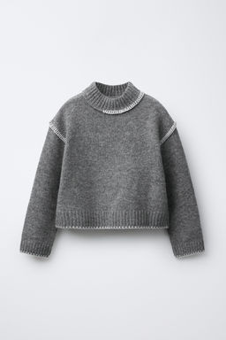 KNIT JUMPER WITH CONTRAST EMBROIDERY