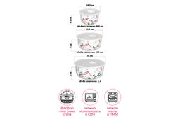 Набор 3 салат. 1 л 16*16*8+500 мл 13,5*13,5*7+300 мл 10,5*10,5*6,5 см Певчие птички с крышк. NEW B - Elan gallery фото 2