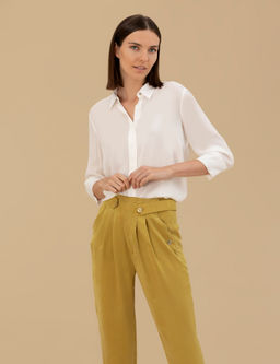 Beyaz Cupro Comfort Fit Uzun Kollu G_mlek