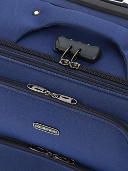 Чемодан на колёсах средний 72 л (M), на молнии, кодовый замок, 4 колеса, синий