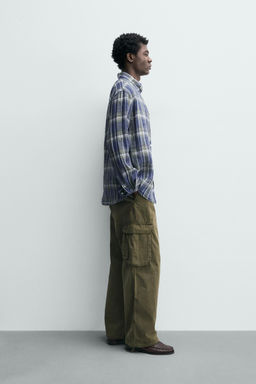 CAMISA 100% LINO CUADROS / Azules - Zara фото 4