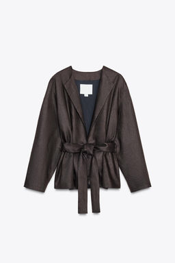 ZW COLLECTION LINEN BELTED KIMONO - Zara фото 9