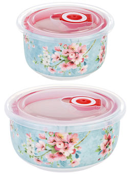 Набор 2 салатников 560 мл 13*13*6,5 см + 260 мл 10,5*10,5*6 см Яблоневый цвет на голубом без зол.к - Elan gallery фото 22