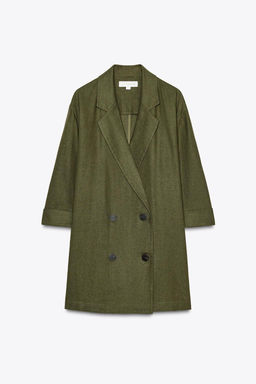 DOUBLE-BREASTED LINEN BLEND BLAZER - Zara фото 13