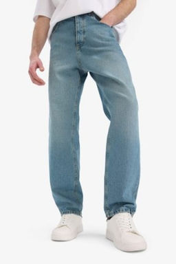 Baggy Fit Genis Kal?p Normal Bel Genis Paca Pamuklu Soluk Efektli Jean Pantolon