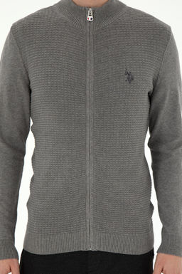 Мужской серый меланжевый базовый трикотажный кардиган Неожиданная скидка в корзине - U.s. polo assn фото 6