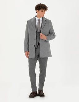 A__k Gri Y_n Kar___ml_ Ekstra Slim Fit Ka_e Kaban