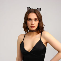 Карнавальный набор взрослый Гламурная кошечка, ободок, ушки, чокер - Страна карнавалия фото 3