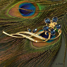 Брошь Цветок 7 см / 59-5/1 /уп 12/ синяя