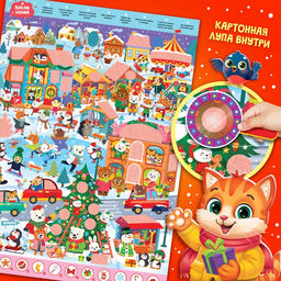 Цена за 2 шт. Новогодний плакат с волшебной лупой