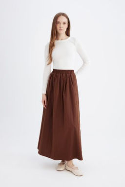 A Kesim Esnek Belli Parasut Kumas Maxi Etek