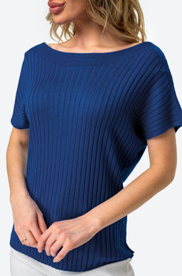 Женский джемпер с коротким рукавом в рубчик Happy Fox  фото 9