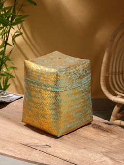 Корзинка плетёная «Голден», 25×25×30 см, голубая