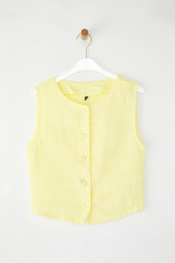 Sar? %100 Keten Dugme Detayl? Dokuma Bluz TWOSS26BZ00254 - Trendyolmilla фото 5