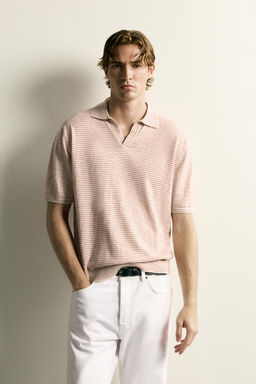 POLO PUNTO JACQUARD RAYAS / Blanco / Rojo - Zara фото 2