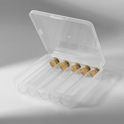 Цена за 2 шт. Набор баночек для хранения бисера, d=2.2×12 см, 5 шт., в контейнере, 13.5×13.5×3.5 см