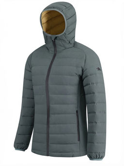 Куртка женская стёганая с капюшоном с графеновой подкладкой цвета хаки 9624_1Kh