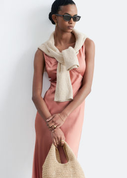 Vestido midi lencero con escote en pico - H&m фото 7