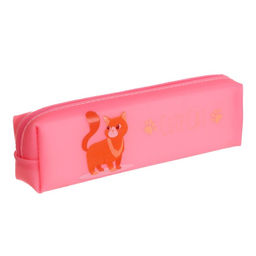 Пенал школьный на молнии «Кошечка», МИКС
