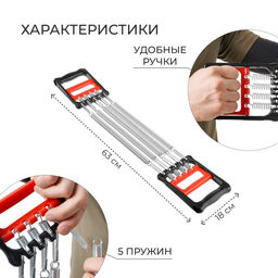 Эспандер грудной ONLYTOP, 25 кг, 5 пружин