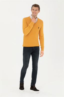 Мужской горчичный базовый свитер Неожиданная скидка в корзине - U.s. polo assn фото 3