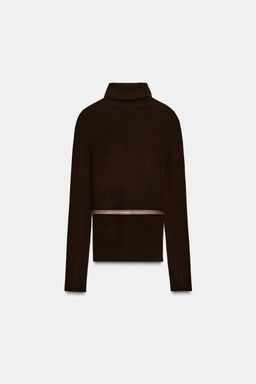 100% WOOL HIGH NECK JUMPER WITH BELT - Zara фото 6