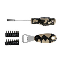 Набор инструментов ТУНДРА 23 ФЕВРАЛЯ, открывашка, отвертка с битами, 16 предметов