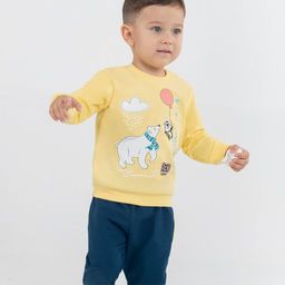 CRB wear/CWNB 90055-30-289 Комплект для мальчика (джемпер, брюки), светло-желтый-темно-синий/Ex.Cherubino  фото 2