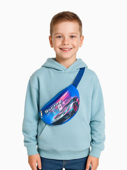 Сумка поясная детская на молнии, синяя