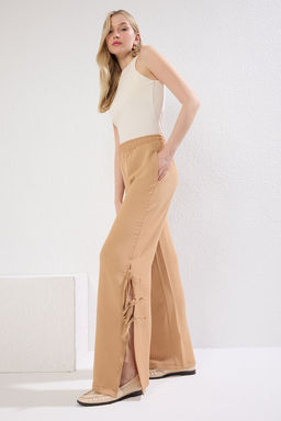 TRENDYOLMILLA Camel Aerobin Paca Y?rtmac Fiyonk Detayl? Genis Paca Pantolon TWOSS25PL00089  фото 7